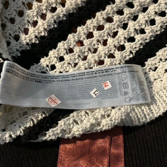 NWT MANGO Black Cream Striped Openwork Sweater S - Picture 10 of 11